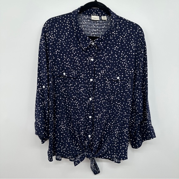 Westbound Navy Sonoma Coral Button Up Tops 3/4 Sleeves Plus Size 3X Set of 2 - Picture 2 of 16